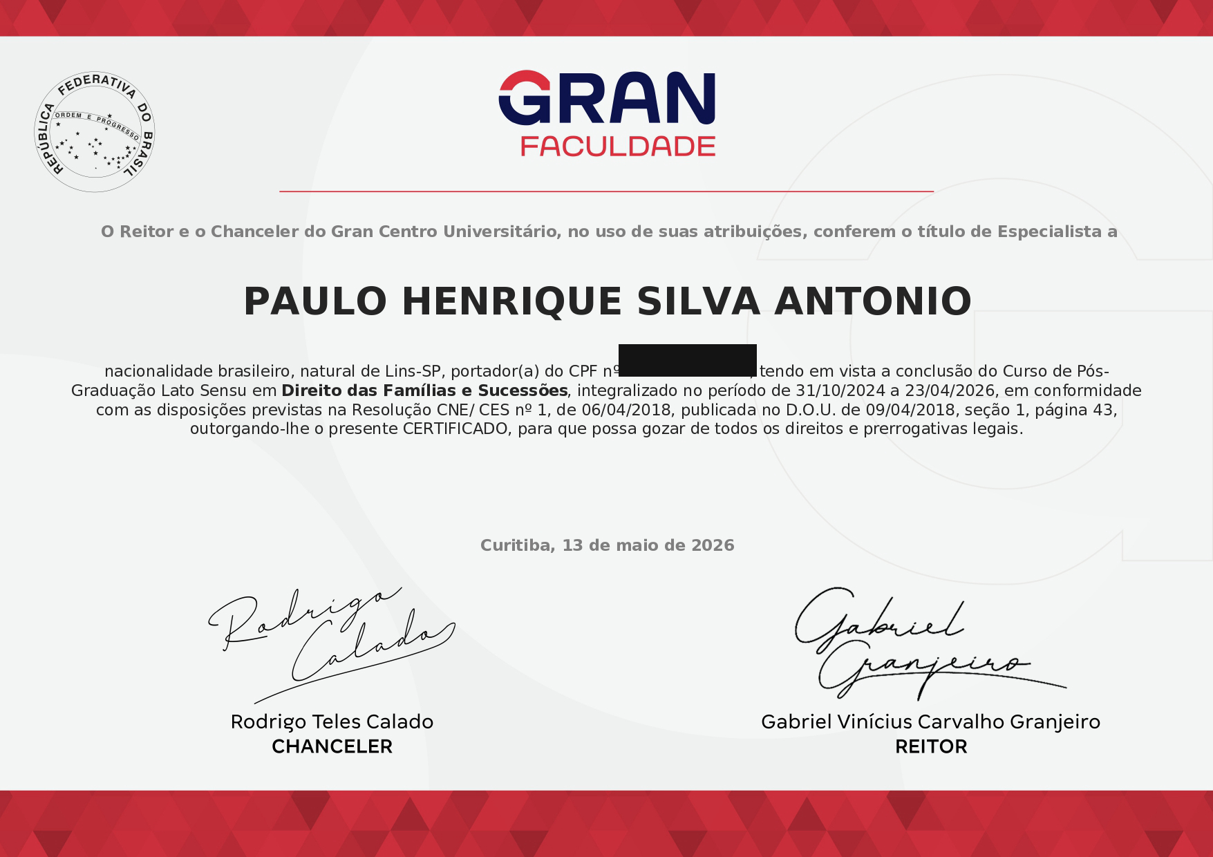 Pós-Graduação Direito das Famílias e Sucessões