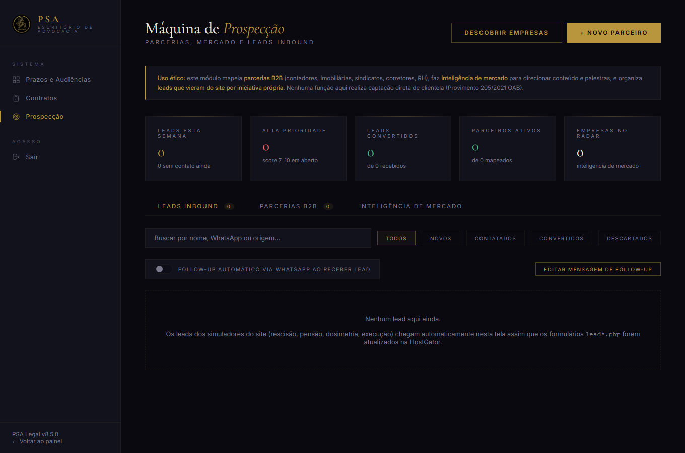 Tela de Prospecção